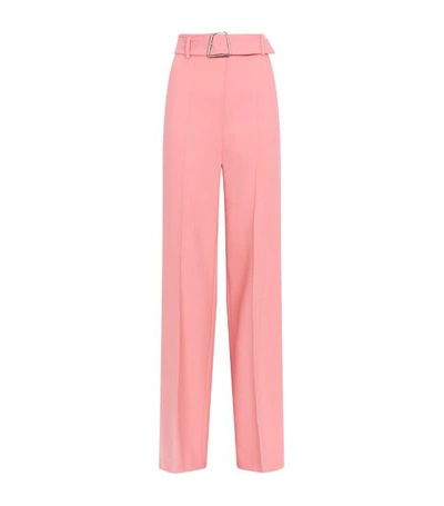 Shop Akris Floriane Wool Wide-leg Belted Trousers