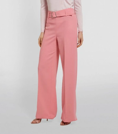 Shop Akris Floriane Wool Wide-leg Belted Trousers