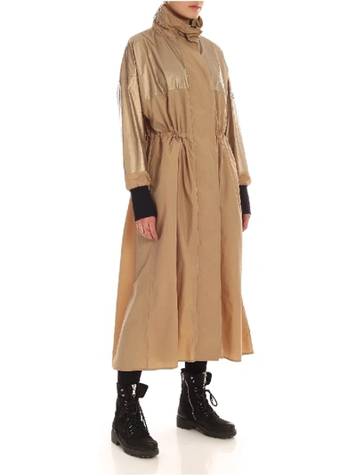 Shop Moncler Bronze Overcoat In Dark Beige