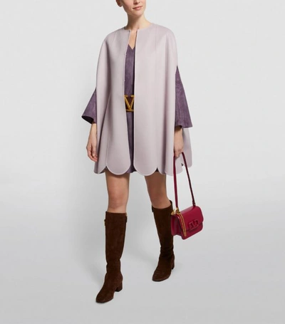 Shop Valentino Cashmere-wool Scalloped Trim Cape