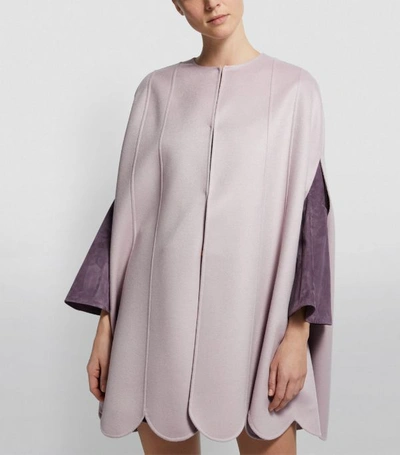 Shop Valentino Cashmere-wool Scalloped Trim Cape