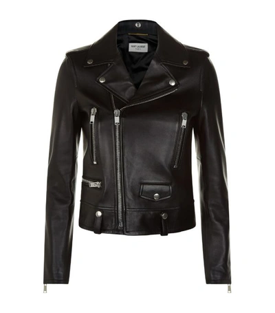 Shop Saint Laurent Leather Biker Jacket