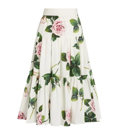 Shop Dolce & Gabbana Tropical Rose Print Skirt