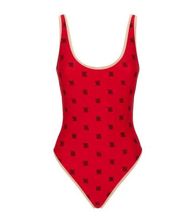 Shop Fendi Ff Karligraphy Print Swimsuit