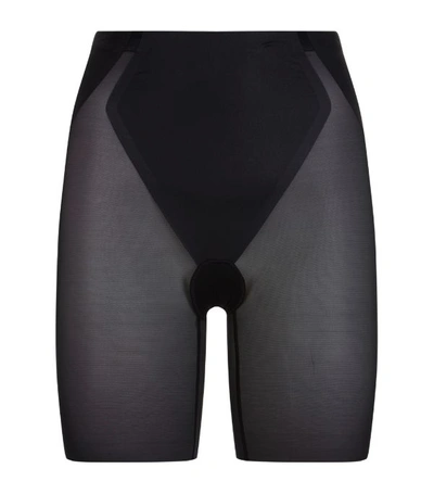 Shop Spanx Haute Contour Mid-thigh Sculpting Shorts In Black