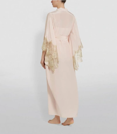 Shop Gilda & Pearl Silk Lace-trim Kimono Robe