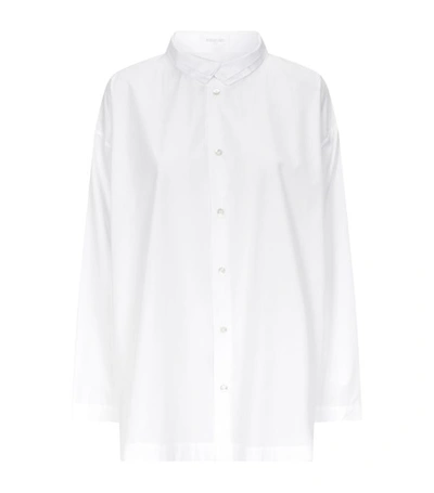 Shop Eskandar A-line Stand-collar Shirt In White