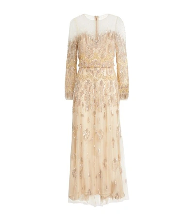 Shop Monique Lhuillier Beaded Tulle Midi Dress