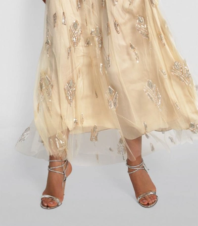 Shop Monique Lhuillier Beaded Tulle Midi Dress