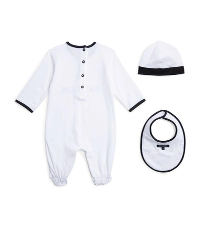 Shop Balmain Logo All-in-one, Hat And Bib Set (3-18 Months) In White