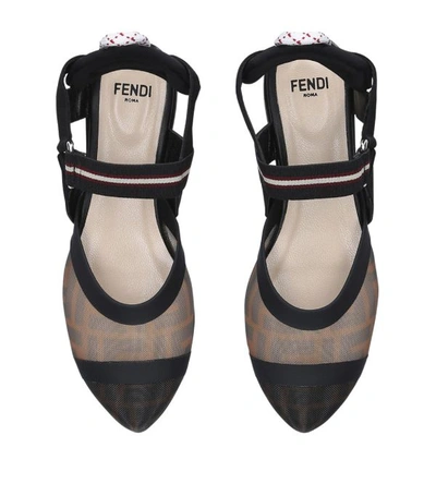 Shop Fendi Kids Mesh Slingback Flats