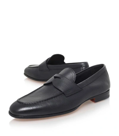 Shop Santoni Carlos Penny Loafers In Black