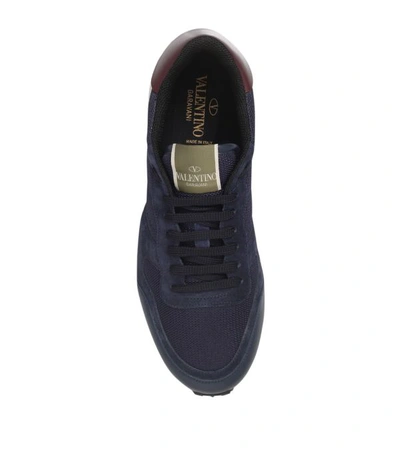 Shop Valentino Mesh Combo Sneakers In Blue