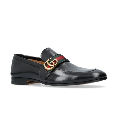 Gucci Men's Donnie Web Leather Loafers In Black | ModeSens