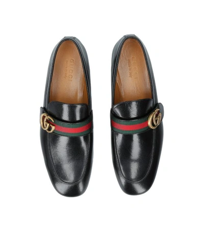 Gucci Leather Loafer With Double G And Web In Nero Leather | ModeSens