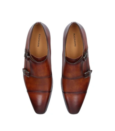Shop Magnanni Burnished Double-monk Shoes In Beige