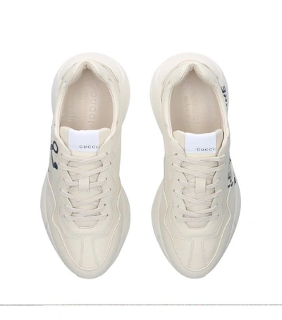 Shop Gucci Leather Anchor Rhython Sneakers In White