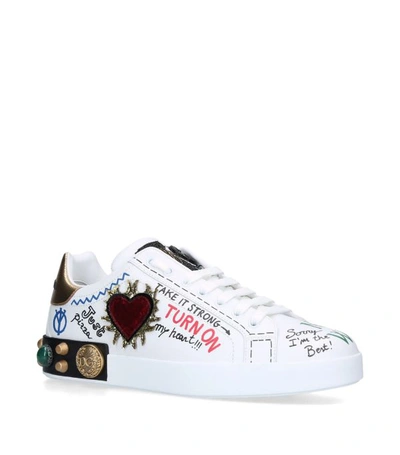 Shop Dolce & Gabbana Embellished Graffiti Portofino Sneakers