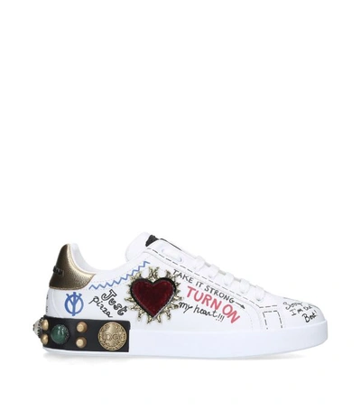 Shop Dolce & Gabbana Embellished Graffiti Portofino Sneakers