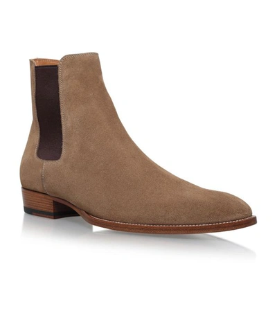 Shop Saint Laurent Suede Wyatt Chelsea Boots