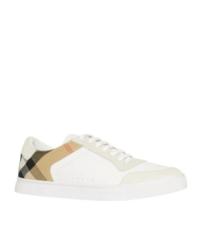 Shop Burberry Leather Check Sneakers