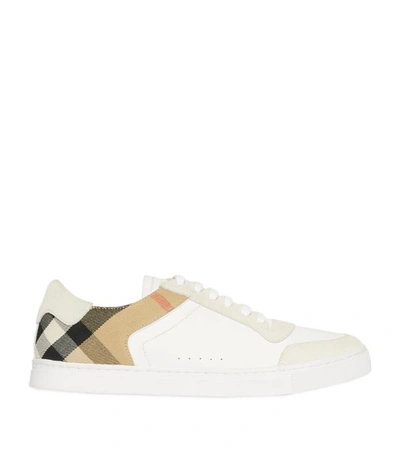 Shop Burberry Leather Check Sneakers