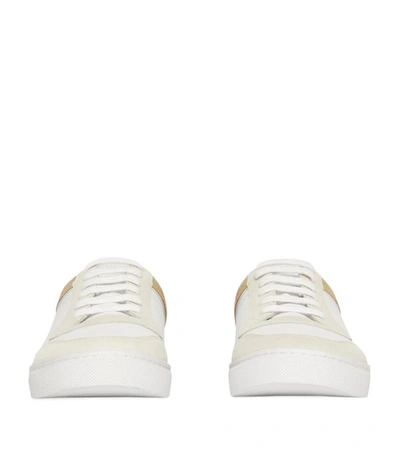 Shop Burberry Leather Check Sneakers