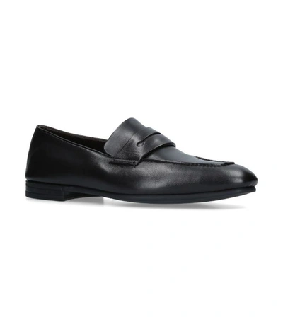 Shop Ermenegildo Zegna Leather Asola Penny Loafers