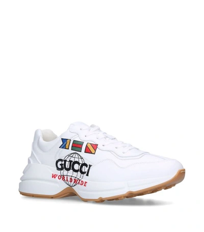Shop Gucci Leather Worldwide Rhyton Sneakers