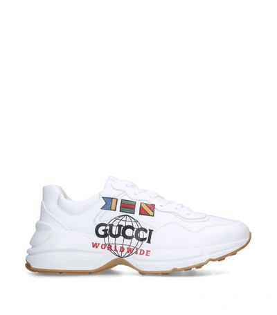 Shop Gucci Leather Worldwide Rhyton Sneakers