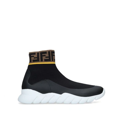 Shop Fendi Logo Knit Sneakers