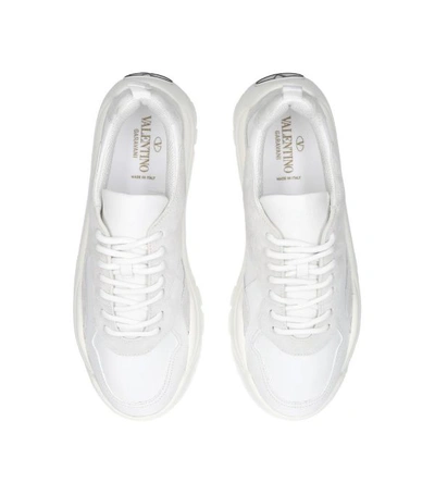 Shop Valentino Leather Bansi Sneakers In White