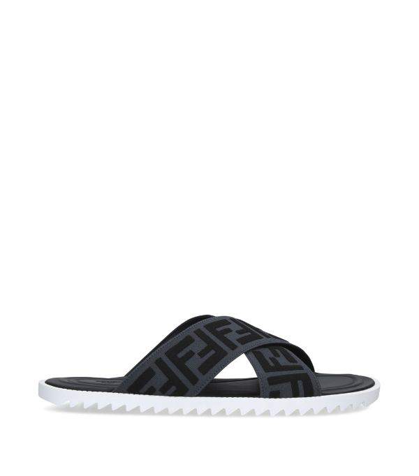 fendi jacquard crossover slides