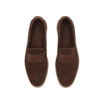 Shop Brunello Cucinelli Suede Penny Loafers