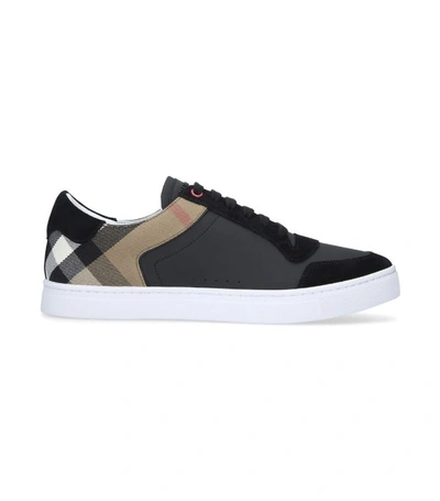 Shop Burberry Leather Check Sneakers In Multi