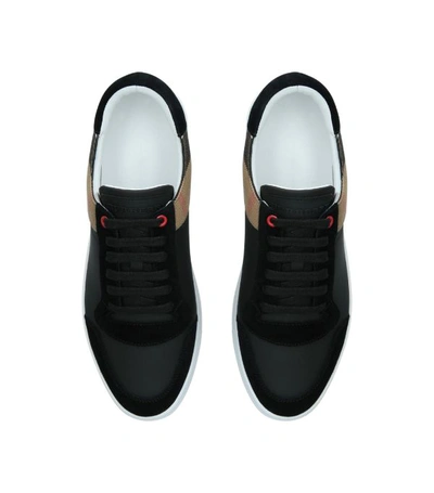 Shop Burberry Leather Check Sneakers In Multi
