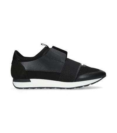 Shop Balenciaga Leather Race Runner Sneakers