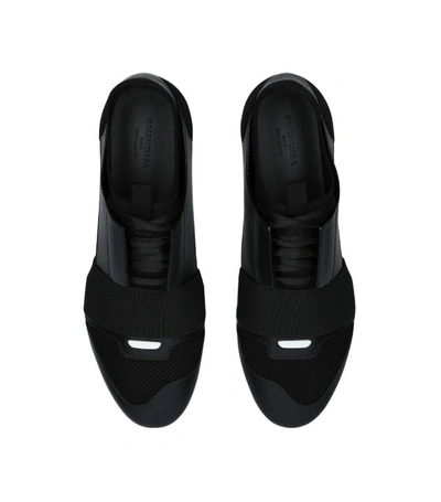 Shop Balenciaga Leather Race Runner Sneakers