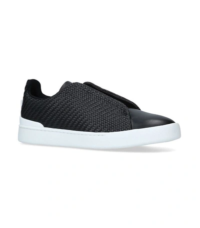 Shop Ermenegildo Zegna Leather Xxx Elastic Sneakers