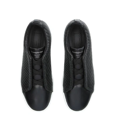 Shop Ermenegildo Zegna Leather Xxx Elastic Sneakers