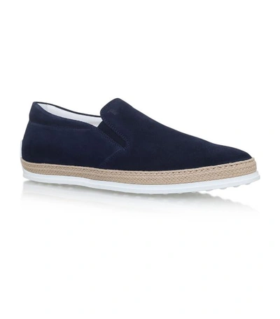 Shop Tod's Raffia Skate Shoes In Navy