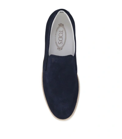 Shop Tod's Raffia Skate Shoes In Navy