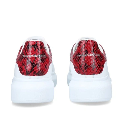 Shop Alexander Mcqueen Snakeskin Trim Show Sneakers In White/red