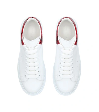 Shop Alexander Mcqueen Snakeskin Trim Show Sneakers In White/red