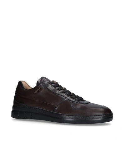 Shop Dunhill Leather Engine Turn Sneakers