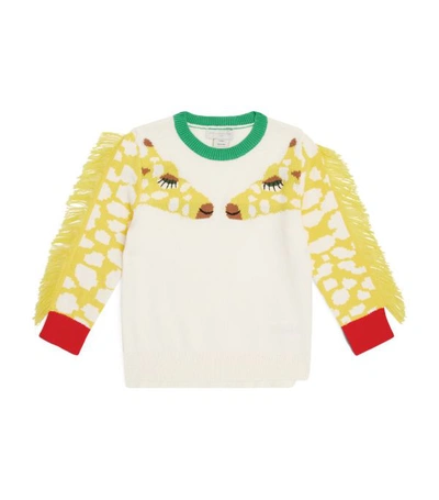 Shop Stella Mccartney Kids Fringed Giraffe Sweater