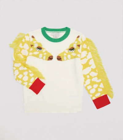 Shop Stella Mccartney Kids Fringed Giraffe Sweater
