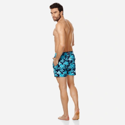 Vilebrequin Men's Moorise Turtle-and-flower Print Swim Trunks In Blue