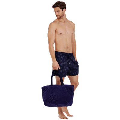 Vilebrequin Men's Diamond Turtle-print Swim Trunks In Blue