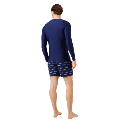 Vilebrequin Long-sleeve Turtle-accented Rash Guard Tee In Blue